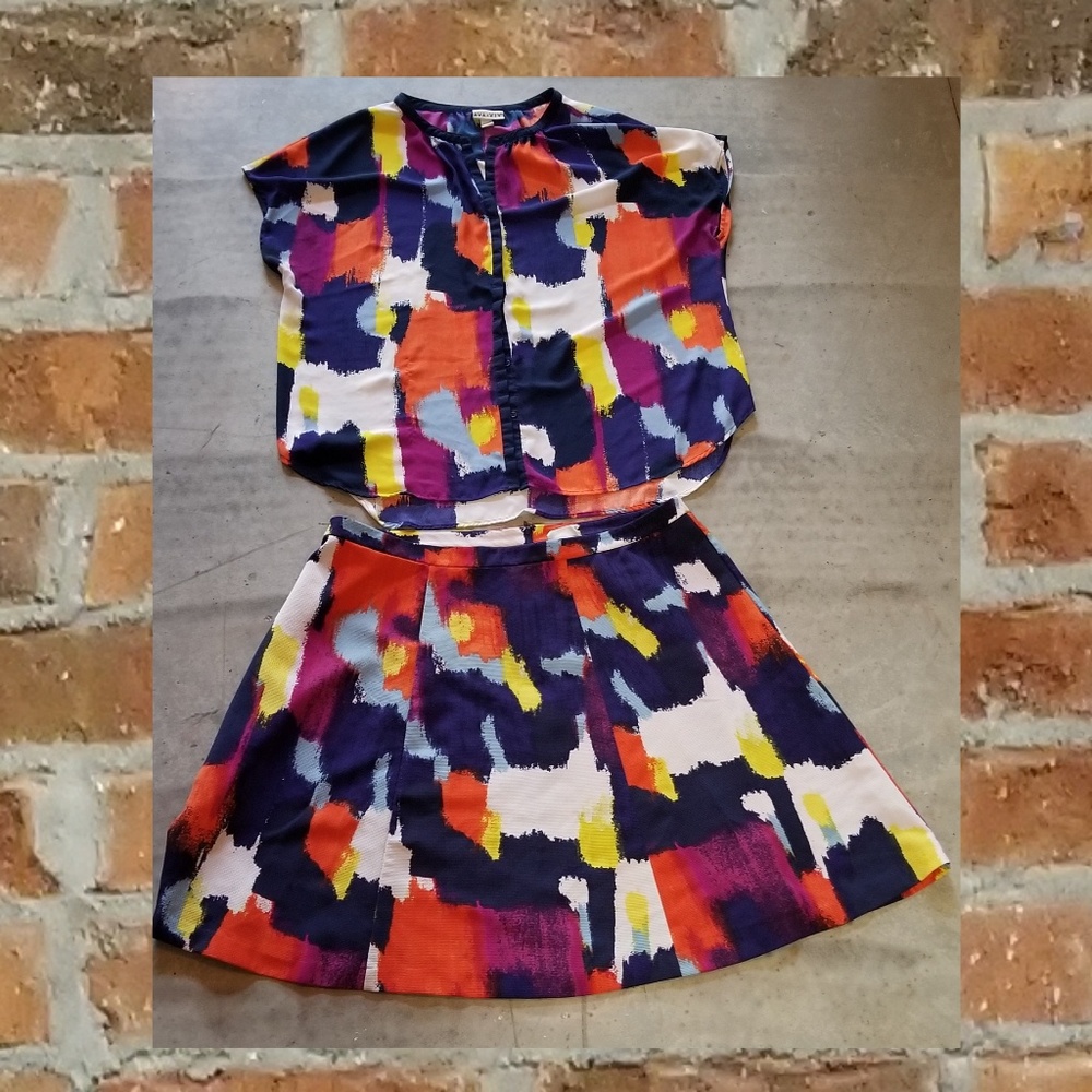 Ava & Viv Brushstroke Skirt and Blouse Set